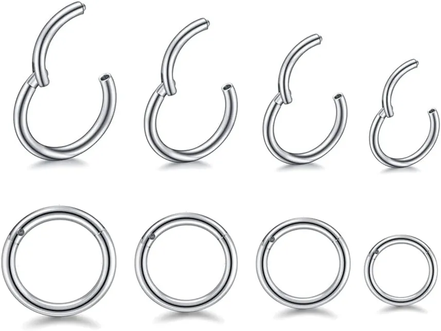 16G Hypoallergenic Nose Rings 316L Surgical Steel Piercing Jewelry Hinged Segment Ring Body Piercing Septum Nose Hoop Lip Rings Nose Helix Cartilage Rook Earrings