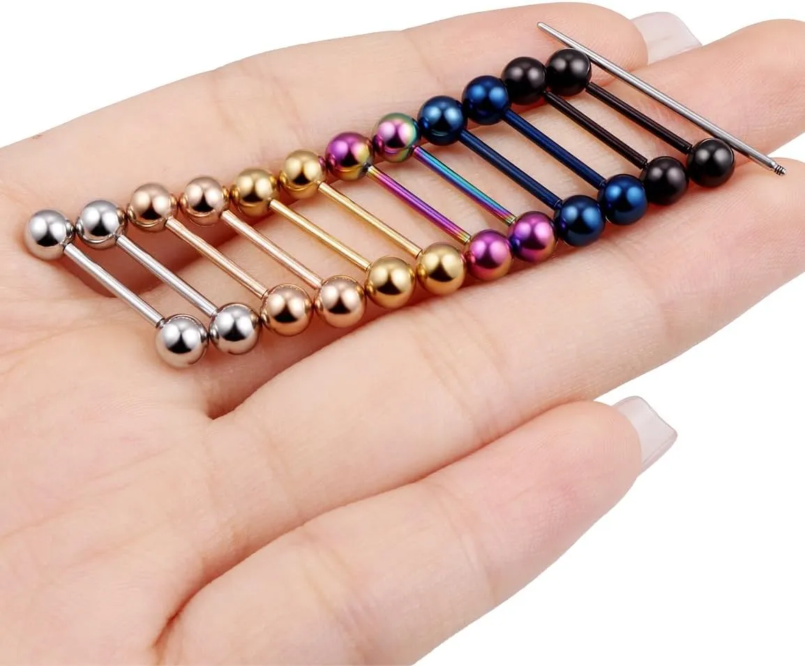 16G Nipple Piercing Jewelry Tongue Rings Piercing Taper Hypoallergenic 316L Surgical Steel Internally Threaded Nipple Tongue Ring Barbell Piercings Jewelry for Women Men 12mm 14mm 16mm