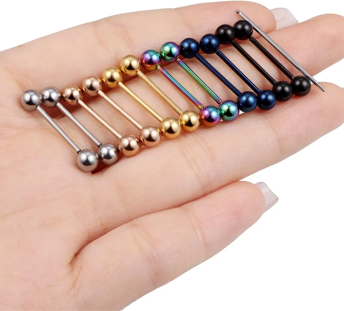 16G Nipple Piercing Jewelry Tongue Rings Piercing Taper Hypoallergenic 316L Surgical Steel Internally Threaded Nipple Tongue Ring Barbell Piercings Jewelry for Women Men 12mm 14mm 16mm