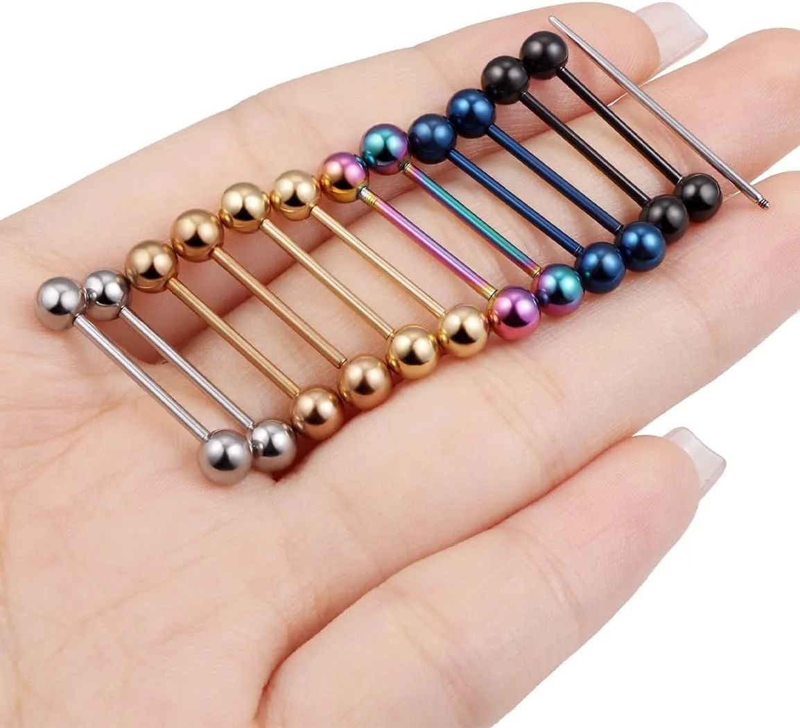 16G Nipple Piercing Jewelry Tongue Rings Piercing Taper Hypoallergenic 316L Surgical Steel Internally Threaded Nipple Tongue Ring Barbell Piercings Jewelry for Women Men 12mm 14mm 16mm