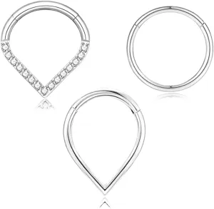 16G Septum Jewelry Teardrop Septum ring Gold Silver 316L Surgical Steel Daith Conch Rook Tragus Cartilage Earring Hypoallergenic Body Piercing Jewelry for Women Men 8mm 10mm
