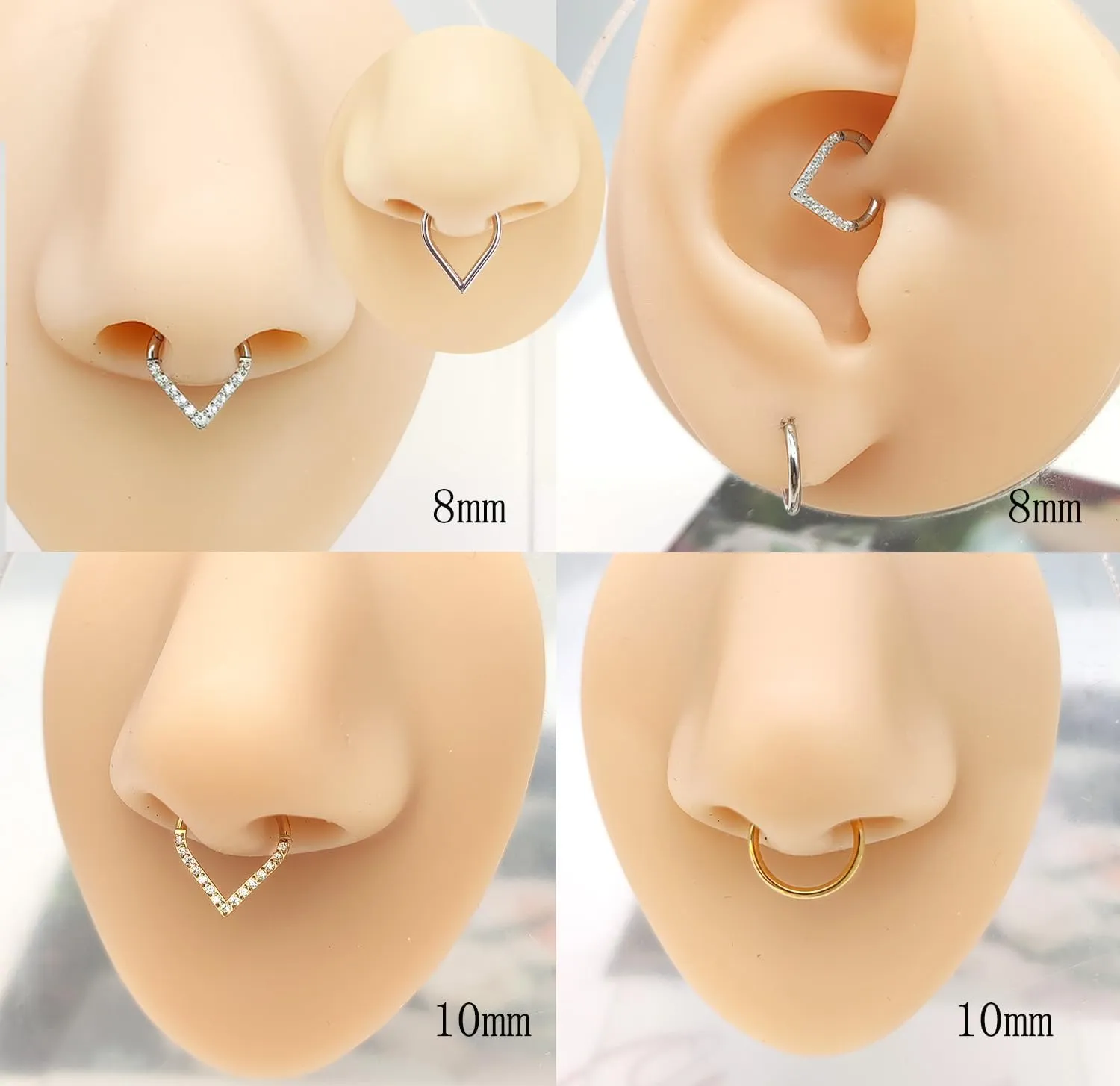 16G Septum Jewelry Teardrop Septum ring Gold Silver 316L Surgical Steel Daith Conch Rook Tragus Cartilage Earring Hypoallergenic Body Piercing Jewelry for Women Men 8mm 10mm