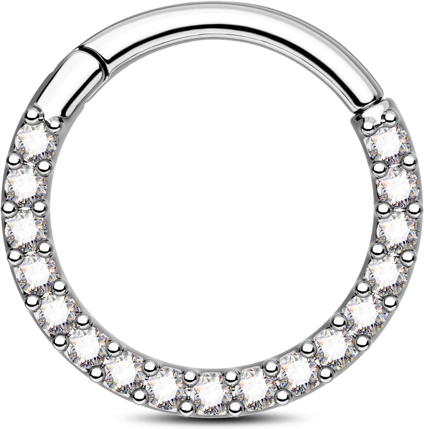 16G Small Septum Rings 316L Stainless Steel Septum Nose Ring for Women Clear CZ Daith Earrings