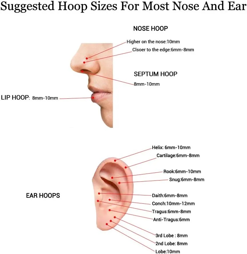 16G Surgical Steel Hinged Clicker Segment Nose Rings Hoop Helix Cartilage Daith Tragus Sleeper Earrings Body Piercing for women 6mm 8mm 10mm 12mm 14mm