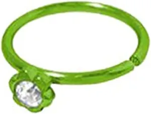 18G Anodized Titanium Cubic Zirconia 8mm - 5/16 inch Flower Nose Hoop Rings for Men Women with Cz Gem (Sold Individually)