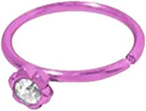 18G Anodized Titanium Cubic Zirconia 8mm - 5/16 inch Flower Nose Hoop Rings for Men Women with Cz Gem (Sold Individually)