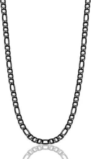 18k Real Gold Plated Figaro Chain Necklace 16 Inches 30 Inches 4MM 8.5MM Stainless Steel Black Figaro Link Chains for Men Christmas Gift