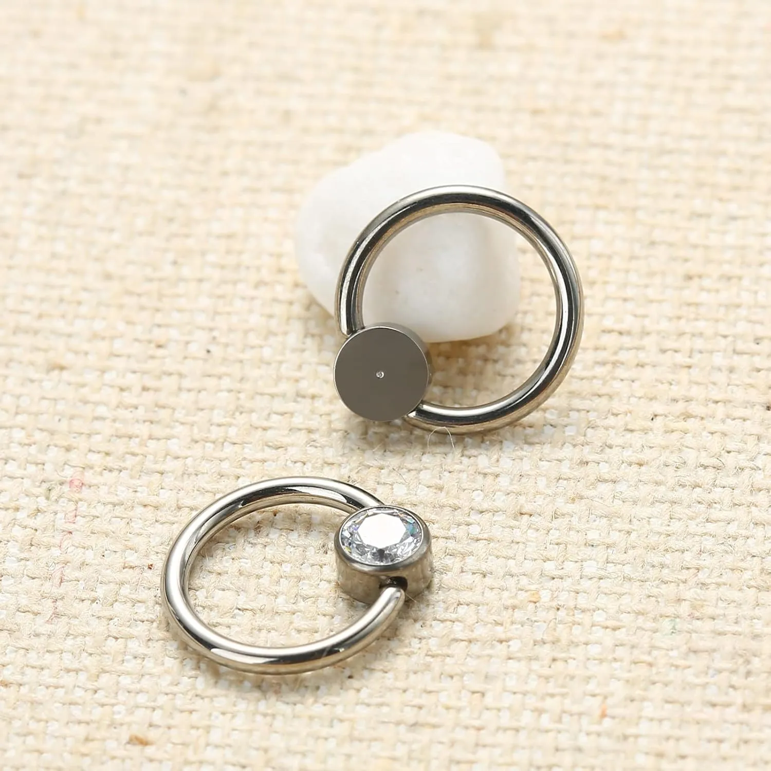 1pc/2pcs Hypoallergenic 16G 8mm/10mm G23 Titanium Captive Bead Ring Round Synthetic Opal/Colorful CZ Nose Rings Septum Hoop Ring Helix Rook Tragus Lobe Snug Body Piercing Jewelry