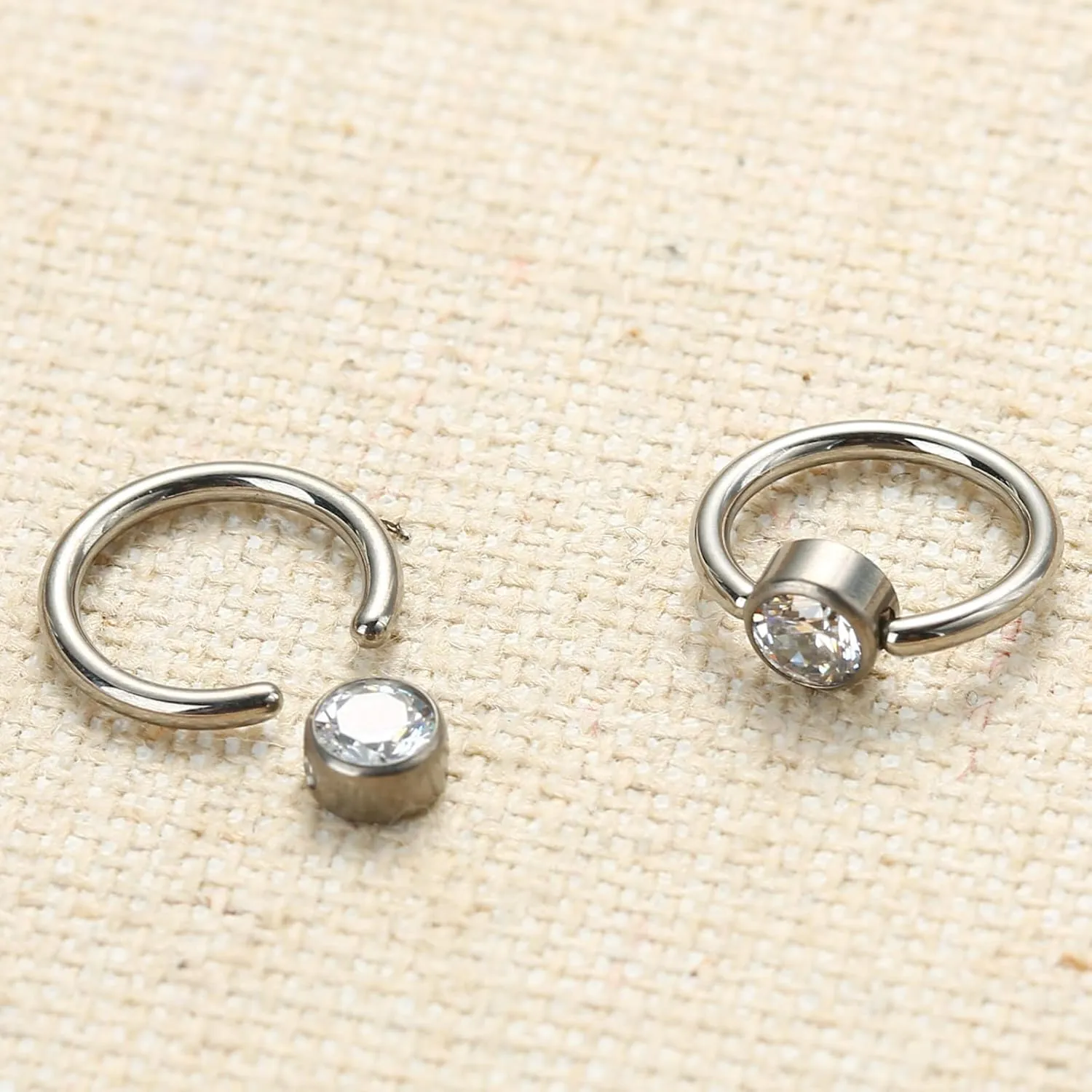 1pc/2pcs Hypoallergenic 16G 8mm/10mm G23 Titanium Captive Bead Ring Round Synthetic Opal/Colorful CZ Nose Rings Septum Hoop Ring Helix Rook Tragus Lobe Snug Body Piercing Jewelry