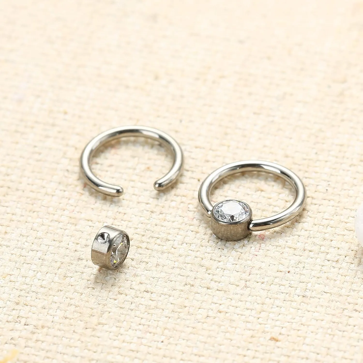 1pc/2pcs Hypoallergenic 16G 8mm/10mm G23 Titanium Captive Bead Ring Round Synthetic Opal/Colorful CZ Nose Rings Septum Hoop Ring Helix Rook Tragus Lobe Snug Body Piercing Jewelry