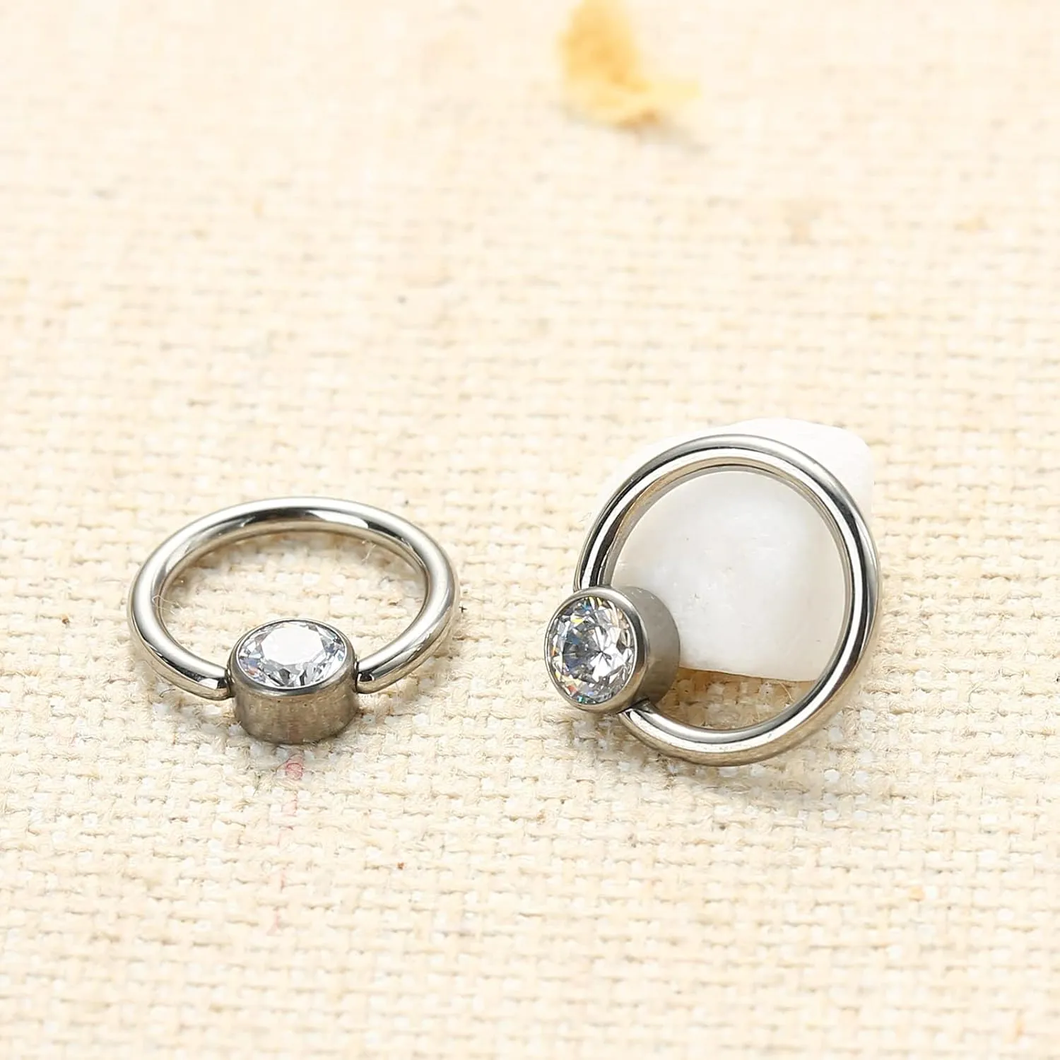 1pc/2pcs Hypoallergenic 16G 8mm/10mm G23 Titanium Captive Bead Ring Round Synthetic Opal/Colorful CZ Nose Rings Septum Hoop Ring Helix Rook Tragus Lobe Snug Body Piercing Jewelry