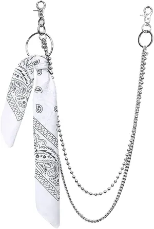 2 Layer Beaded Pants Chain with Paisley Bandana Hip Hop Waist Chain Belt Chains Wallet Chain Men Women Body Jewelry 1 Pack