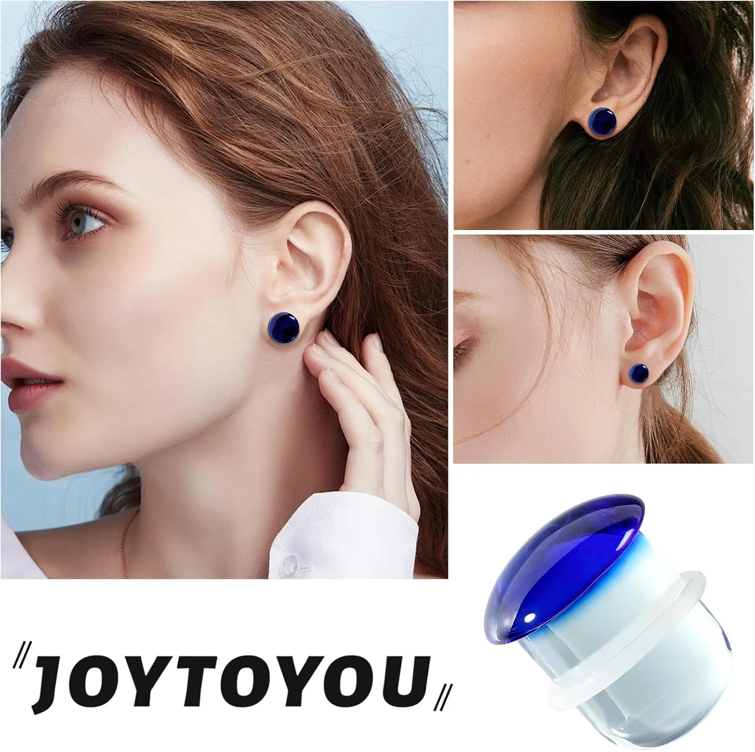2 Pairs Ear Plugs Glass Expanders with O-Rings - Single Flare Ear Tunnel Expanders Stretching Gauge, Body Piercing Jewelry Colorful 4G-5/8 5MM-16MM