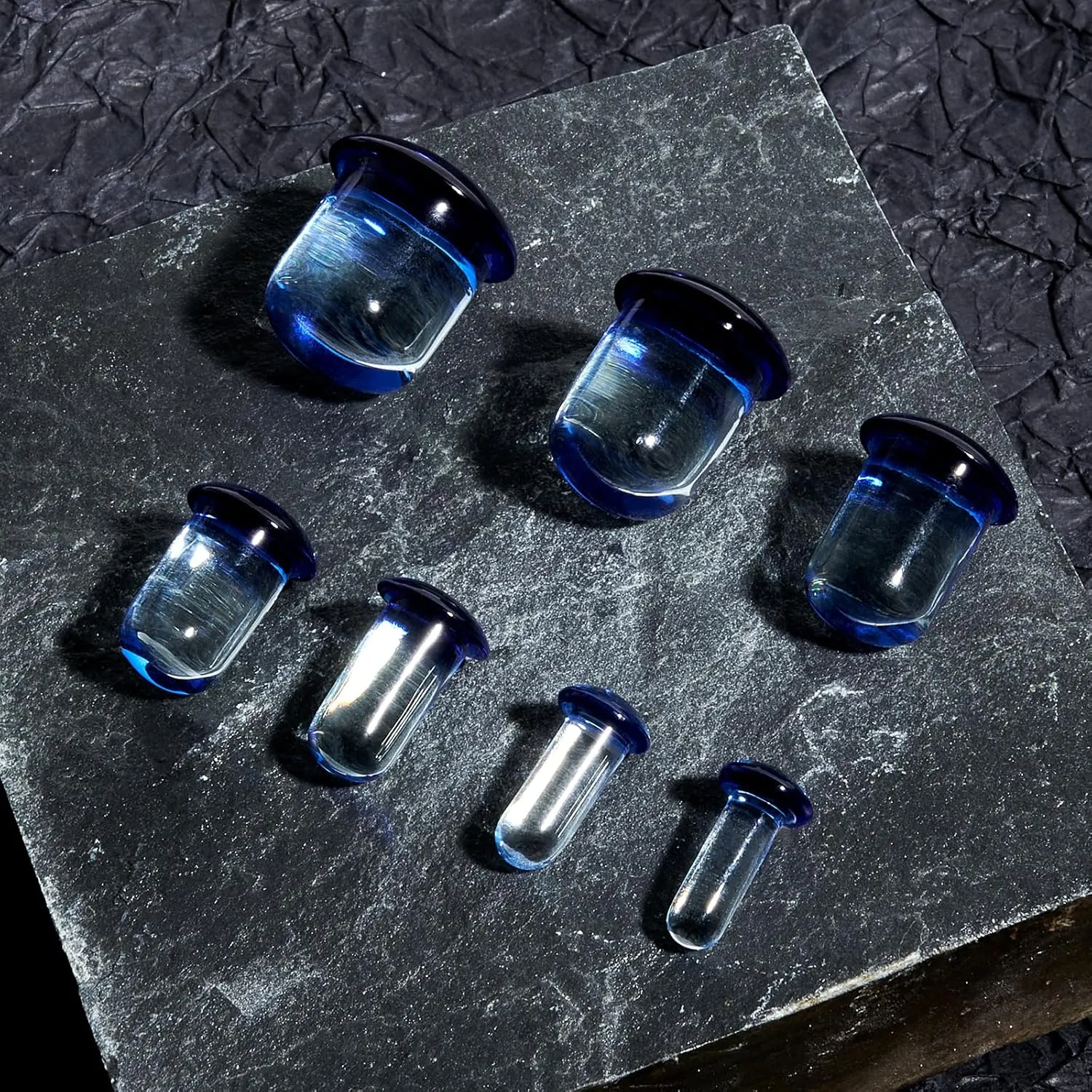 2 Pairs Ear Plugs Glass Expanders with O-Rings - Single Flare Ear Tunnel Expanders Stretching Gauge, Body Piercing Jewelry Colorful 4G-5/8 5MM-16MM