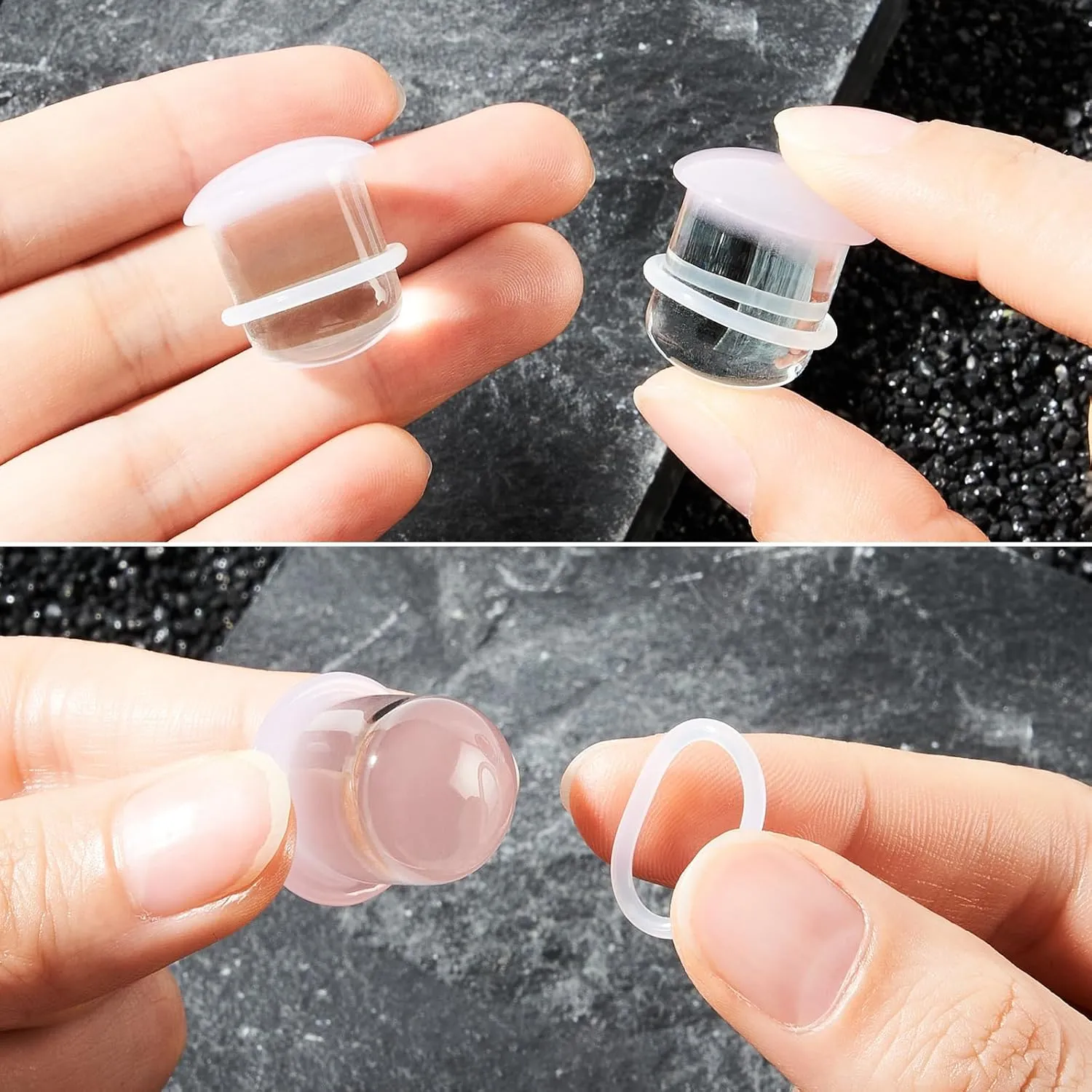 2 Pairs Ear Plugs Glass Expanders with O-Rings - Single Flare Ear Tunnel Expanders Stretching Gauge, Body Piercing Jewelry Colorful 4G-5/8 5MM-16MM