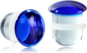 2 Pairs Ear Plugs Glass Expanders with O-Rings - Single Flare Ear Tunnel Expanders Stretching Gauge, Body Piercing Jewelry Colorful 4G-5/8 5MM-16MM