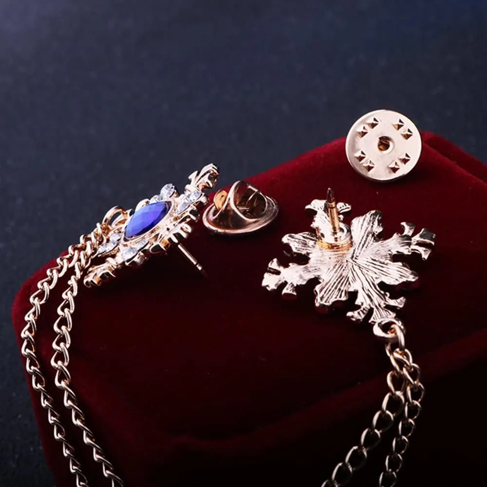 2 pcs men's and women's Shirt collar tassel rhinestone accessories Diamond crossing collar chain Fashion versatile suit brooch(Multi -color optional)