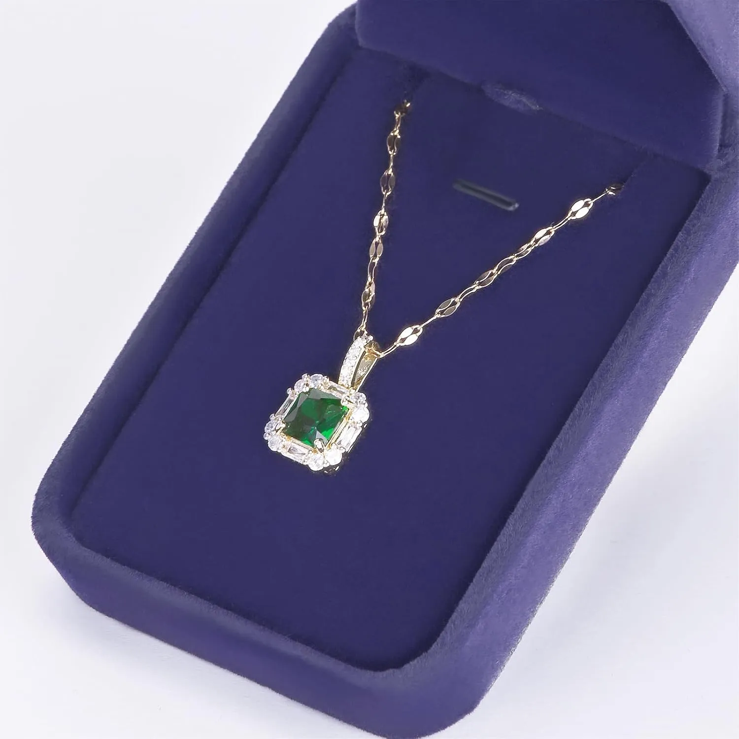 2 Pieces Classic Velvet Necklace Pendant Box for Jewelry Gift, Small Jewellry Storage Display Case for Wedding Engagement Birthday Anniversary