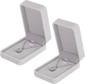2 Pieces Classic Velvet Necklace Pendant Box for Jewelry Gift, Small Jewellry Storage Display Case for Wedding Engagement Birthday Anniversary