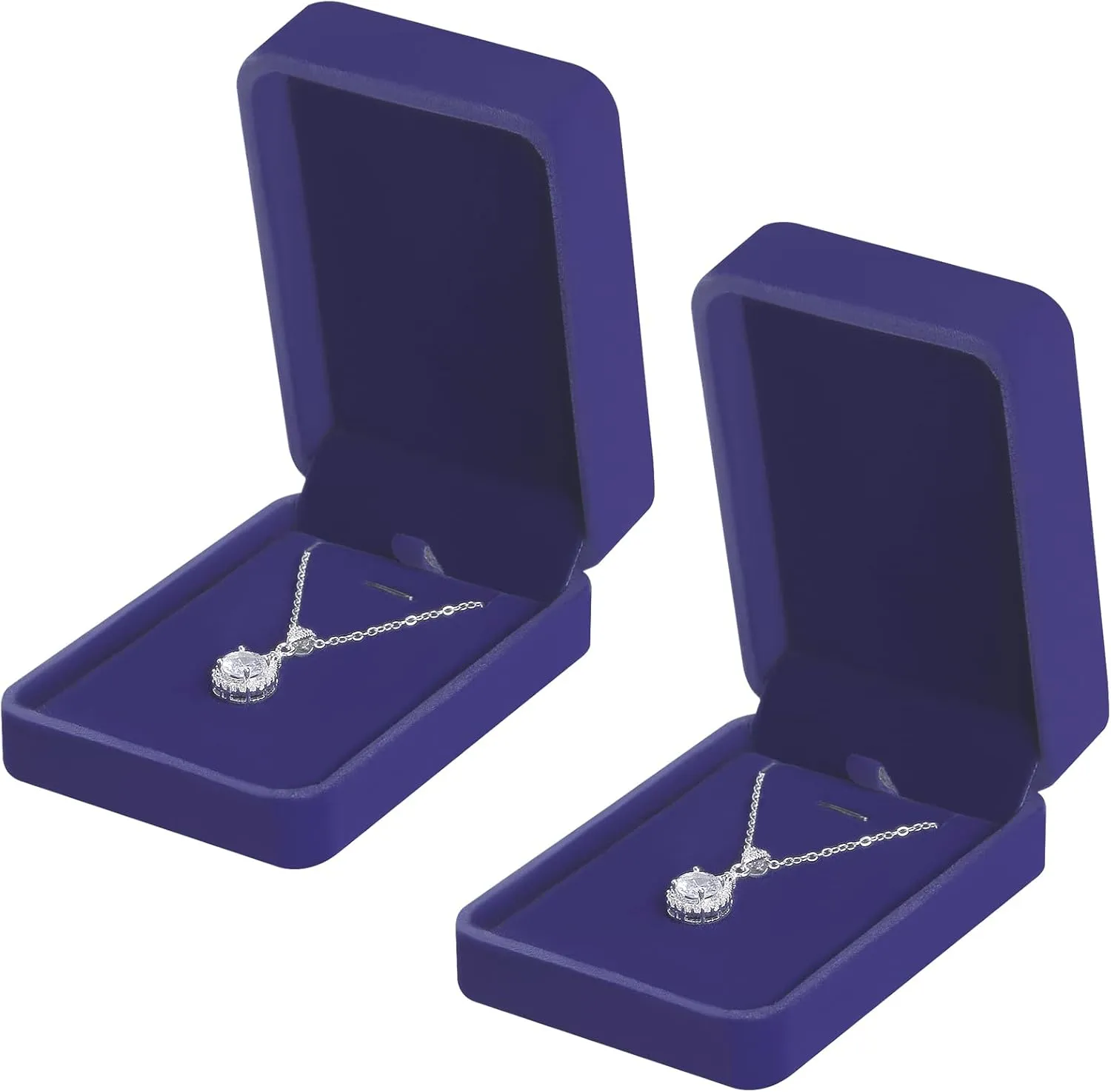 2 Pieces Classic Velvet Necklace Pendant Box for Jewelry Gift, Small Jewellry Storage Display Case for Wedding Engagement Birthday Anniversary