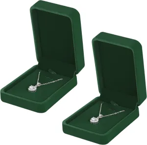 2 Pieces Classic Velvet Necklace Pendant Box for Jewelry Gift, Small Jewellry Storage Display Case for Wedding Engagement Birthday Anniversary