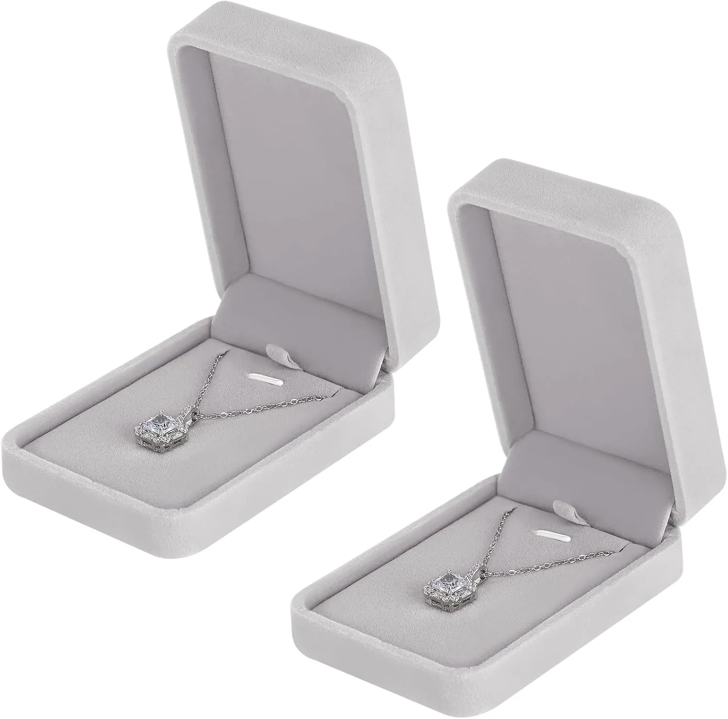 2 Pieces Classic Velvet Necklace Pendant Box for Jewelry Gift, Small Jewellry Storage Display Case for Wedding Engagement Birthday Anniversary
