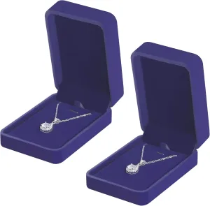 2 Pieces Classic Velvet Necklace Pendant Box for Jewelry Gift, Small Jewellry Storage Display Case for Wedding Engagement Birthday Anniversary