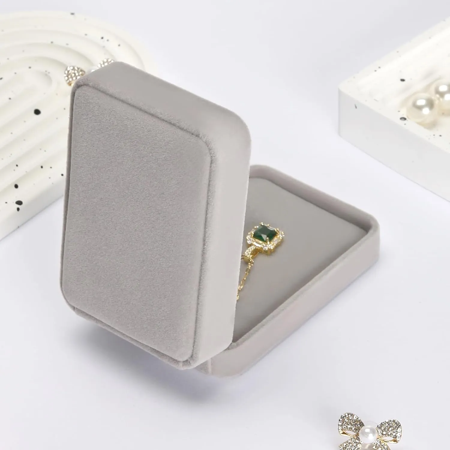 2 Pieces Classic Velvet Necklace Pendant Box for Jewelry Gift, Small Jewellry Storage Display Case for Wedding Engagement Birthday Anniversary