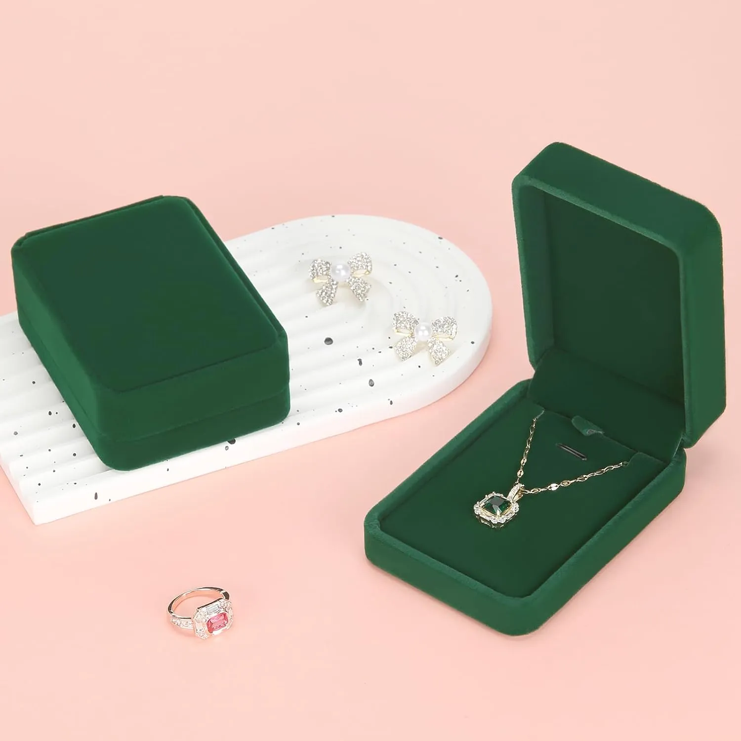 2 Pieces Classic Velvet Necklace Pendant Box for Jewelry Gift, Small Jewellry Storage Display Case for Wedding Engagement Birthday Anniversary