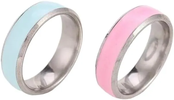 2024 Korean Fashion Stainless Steel Luminous Ring For Women Glowing In The Dark Colorful Acrylic Ring Couple Popular Jewelry VHM1203
