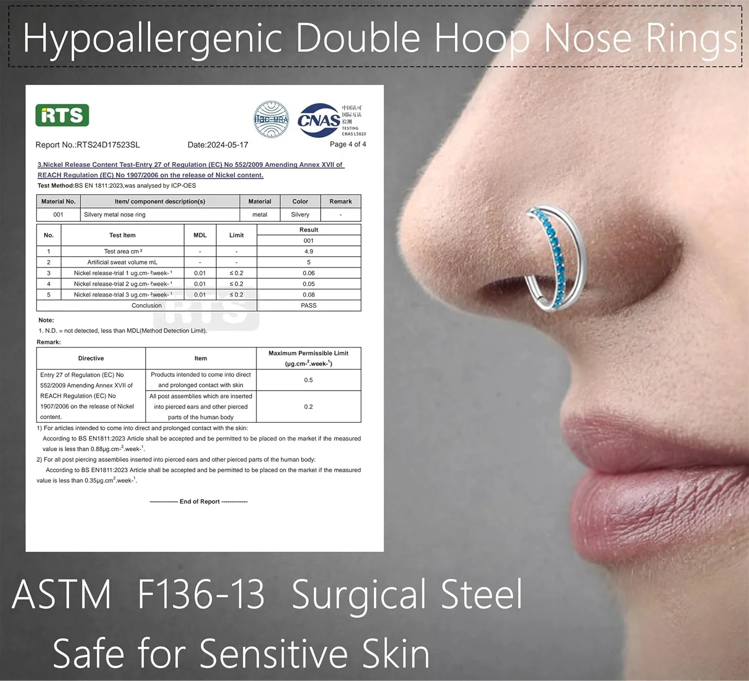 20G 18G 16G Surgical Steel Double Hoop Nose Ring for Single Piercing - Hypoallergenic 14K Real Gold Plated Hinged Segment Nose Rings | CZ Septum Clicker Jewelry | Small Cartilage Hoop Earrings Helix Conch Piercing Jewelry for Women Men