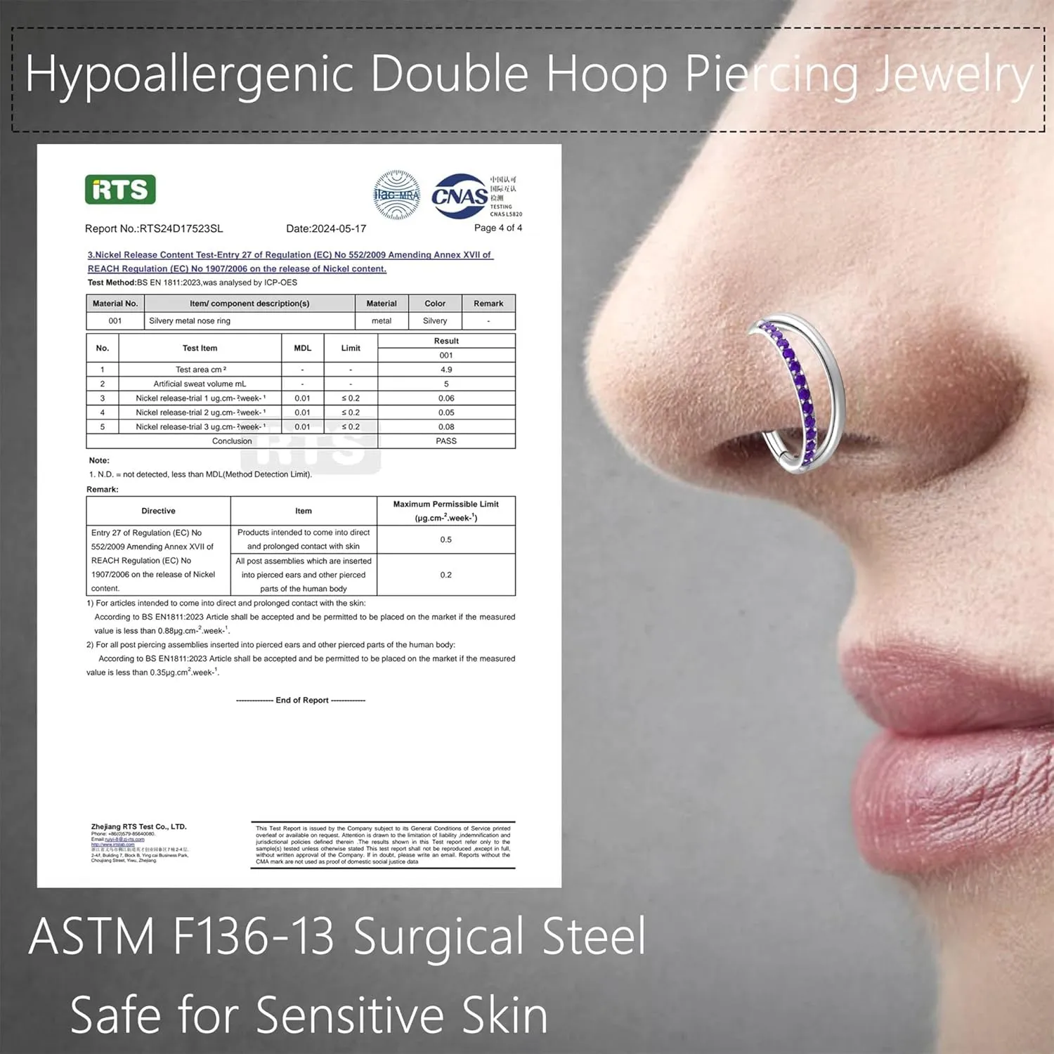 20G 18G 16G Surgical Steel Double Hoop Nose Ring for Single Piercing - Hypoallergenic 14K Real Gold Plated Hinged Segment Nose Rings | CZ Septum Clicker Jewelry | Small Cartilage Hoop Earrings Helix Conch Piercing Jewelry for Women Men