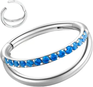 20G 18G 16G Surgical Steel Double Hoop Nose Ring for Single Piercing - Hypoallergenic 14K Real Gold Plated Hinged Segment Nose Rings | CZ Septum Clicker Jewelry | Small Cartilage Hoop Earrings Helix Conch Piercing Jewelry for Women Men