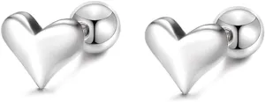 20G Cute Love Heart Cartilage Tiny Stud Earrings 925 Sterling Silver Tragus Screw Back Ball Barbell Labret Studs Earring for Women Dainty Jewelry Gifts Valentine's Day Hypoallergenic