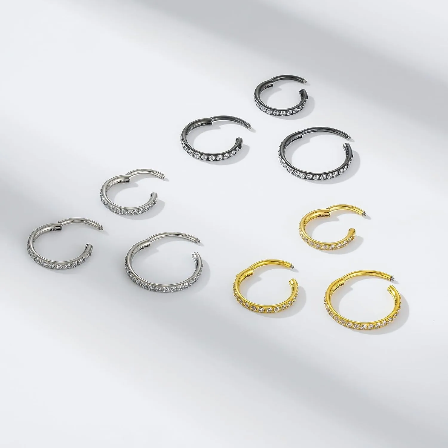 20G Hinged Segment Nose Rings Hoop Titanium Conch Daith Helix Tragus Body Piercing Jewelry Lip Rings Cartilage Earrings Septum Clicker Ring Rook Lobe Snug