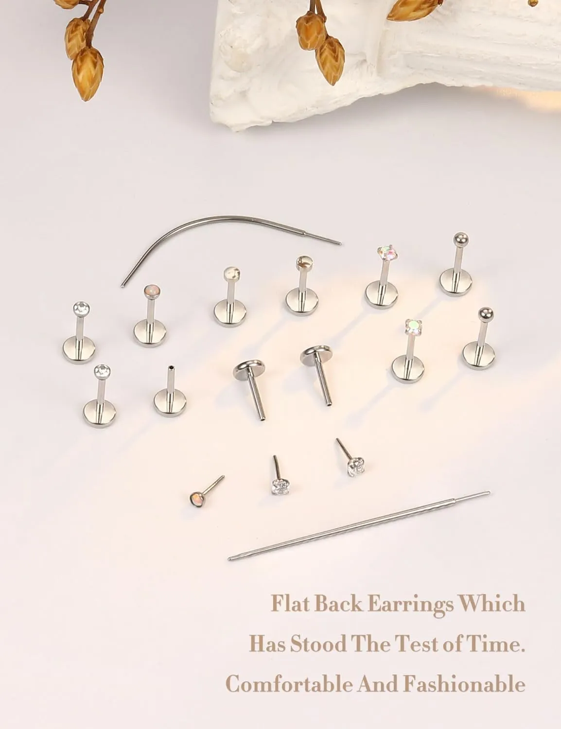 20G/18G Flat Back Earrings Stud - Hypoallergenic Earrings for Women - 316L Surgical Stainless Steel Tragus Cartilage Lip Medusa Piercing Jewelry - Threadless Nose Stud for Women Men