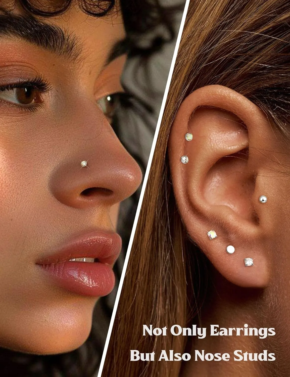 20G/18G Flat Back Earrings Stud - Hypoallergenic Earrings for Women - 316L Surgical Stainless Steel Tragus Cartilage Lip Medusa Piercing Jewelry - Threadless Nose Stud for Women Men