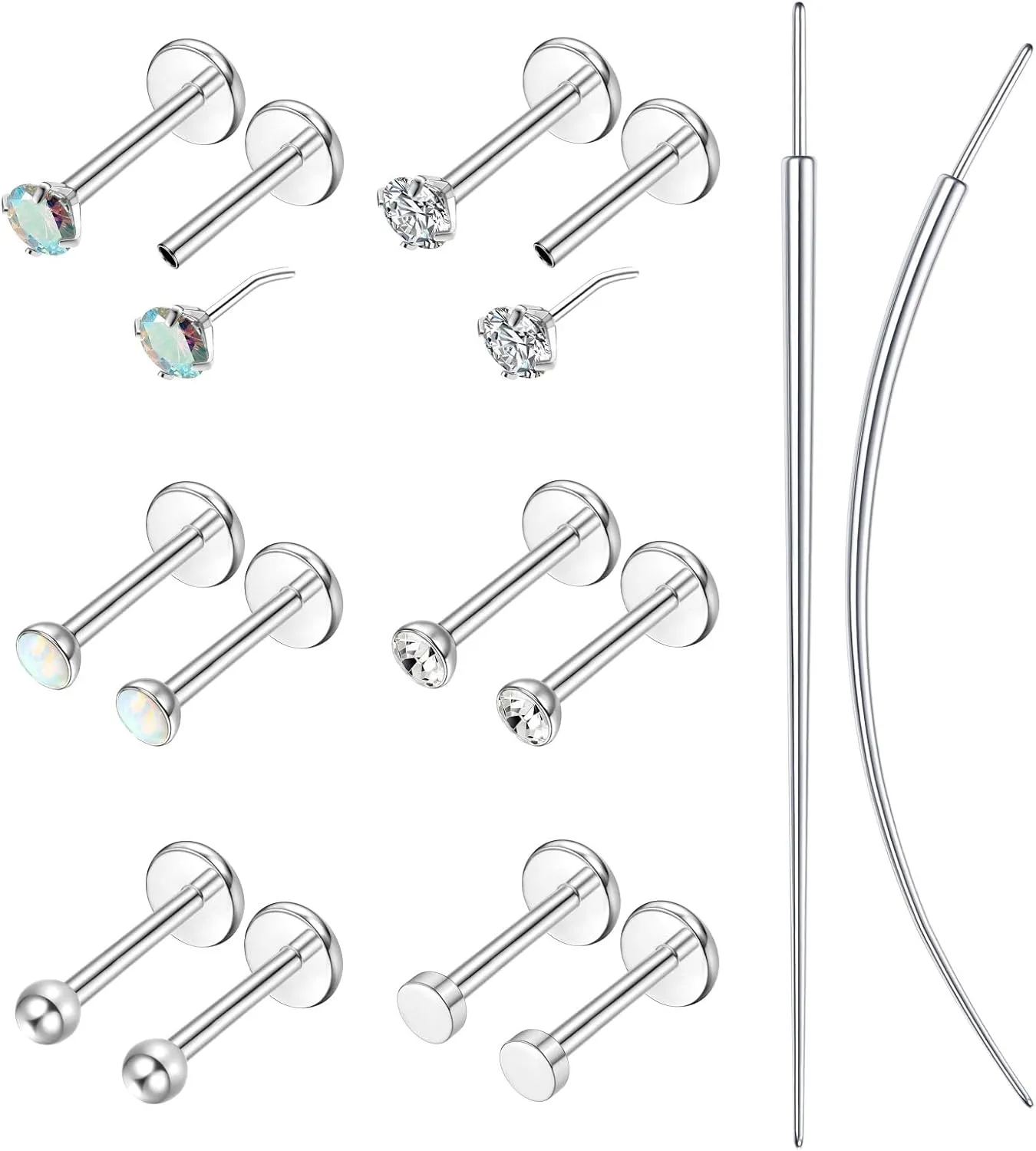 20G/18G Flat Back Earrings Stud - Hypoallergenic Earrings for Women - 316L Surgical Stainless Steel Tragus Cartilage Lip Medusa Piercing Jewelry - Threadless Nose Stud for Women Men