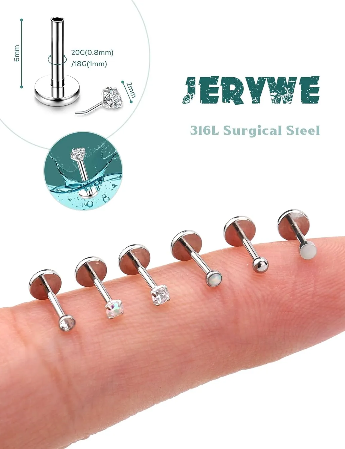 20G/18G Flat Back Earrings Stud - Hypoallergenic Earrings for Women - 316L Surgical Stainless Steel Tragus Cartilage Lip Medusa Piercing Jewelry - Threadless Nose Stud for Women Men