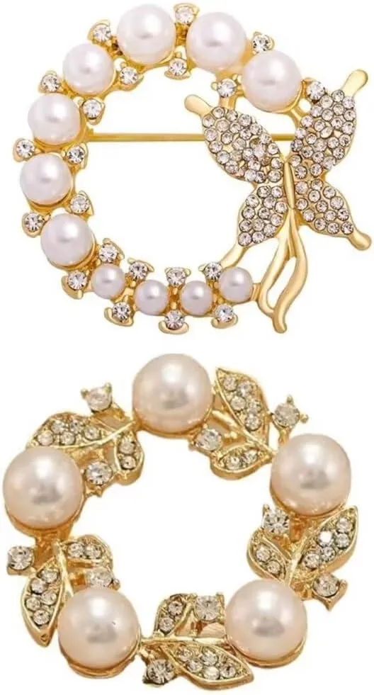 2pcs 4pcs Elegant Jewelry Women'S Brooch And Pin Imitation Rhinestone Pearl Brooch Fashion Shawl Brooch Badge Corsage Style Accessories