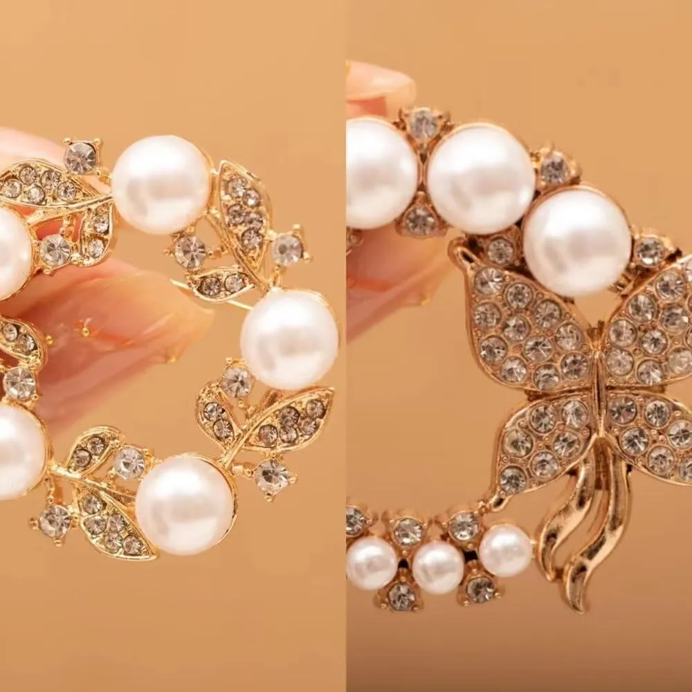 2pcs 4pcs Elegant Jewelry Women'S Brooch And Pin Imitation Rhinestone Pearl Brooch Fashion Shawl Brooch Badge Corsage Style Accessories