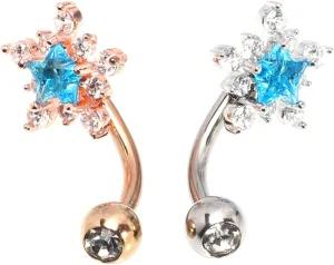 2pcs Belly Button Ring Jewelry for Women Decorative Piercing Belly Piercing Stainless Jewelry Star Ring