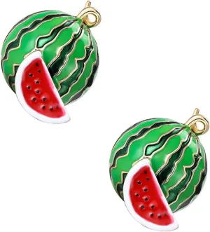2pcs Enamel Watermelon Brooches Cute Cartoon Fruit Safety Pins for Women Girls Clothing Jackets Hats Decorations Accessories