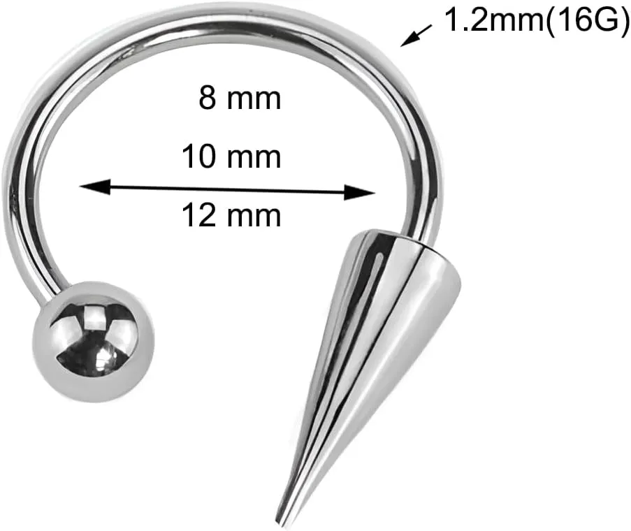 2PCS Silvery 16G 1.2mm Titanium Steel Surgical Steel Septum Piercing Stainless Steel Horseshoe Septum Nose Rings C-shaped Nose Lip Piercing Septum Jewelry for Women Men 8mm