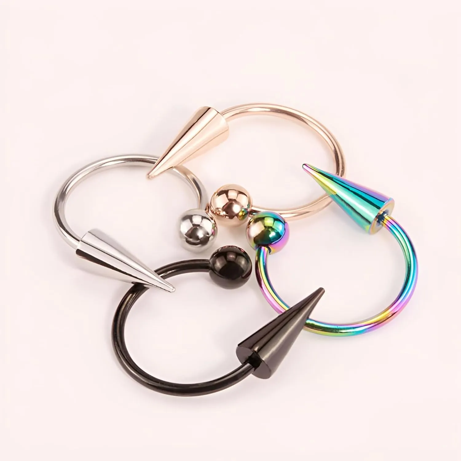 2PCS Silvery 16G 1.2mm Titanium Steel Surgical Steel Septum Piercing Stainless Steel Horseshoe Septum Nose Rings C-shaped Nose Lip Piercing Septum Jewelry for Women Men 8mm