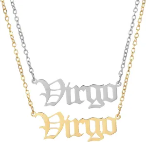 2Pcs Virgo Zodiac Necklace for Women Stainless Steel Zodiac Gift