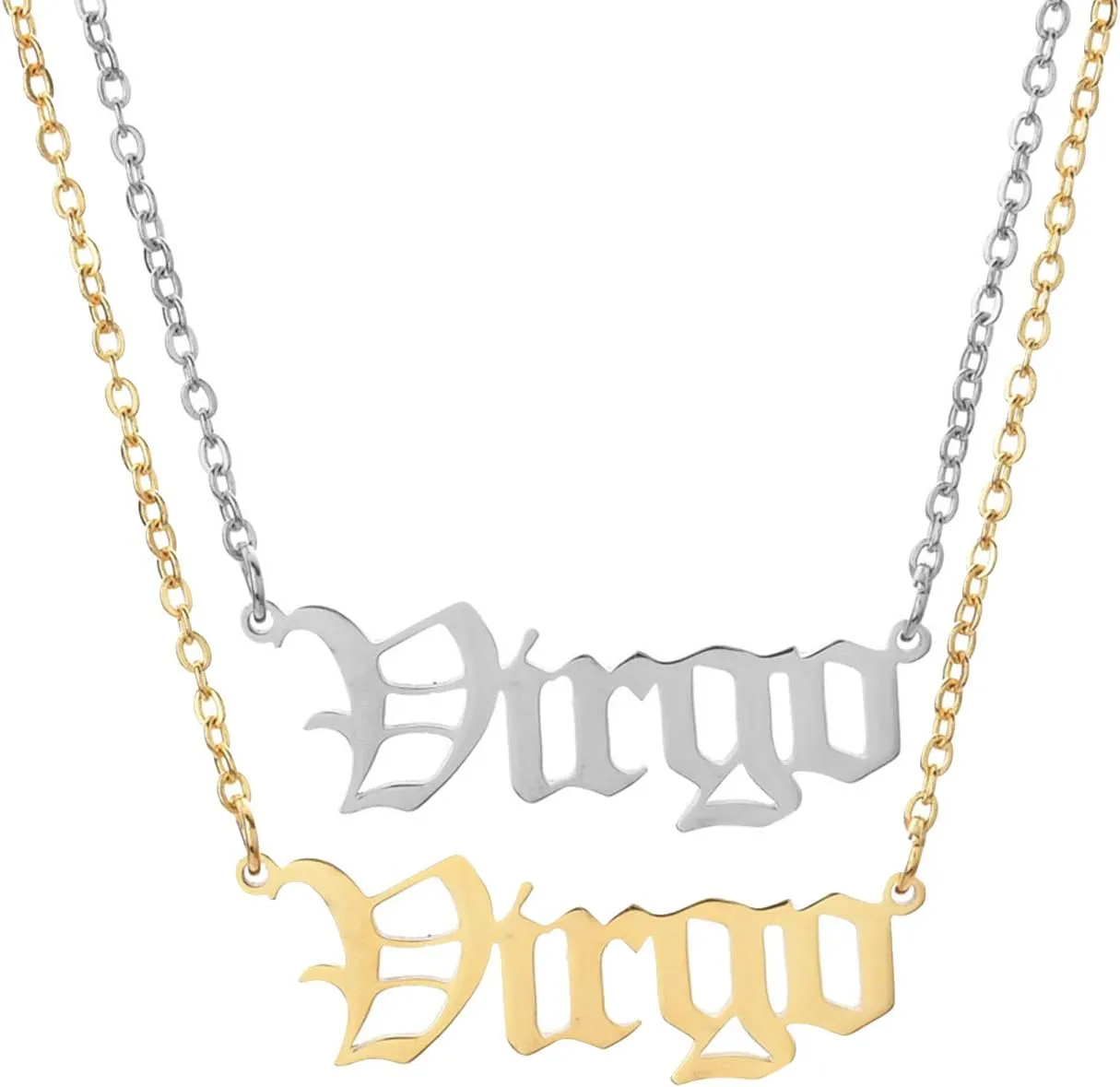 2Pcs Virgo Zodiac Necklace for Women Stainless Steel Zodiac Gift