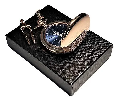 3 custom engraved pocket watches, gift boxes chains, engraving included. Vintage style Groomsmen, best man wedding gift sets. (Black)