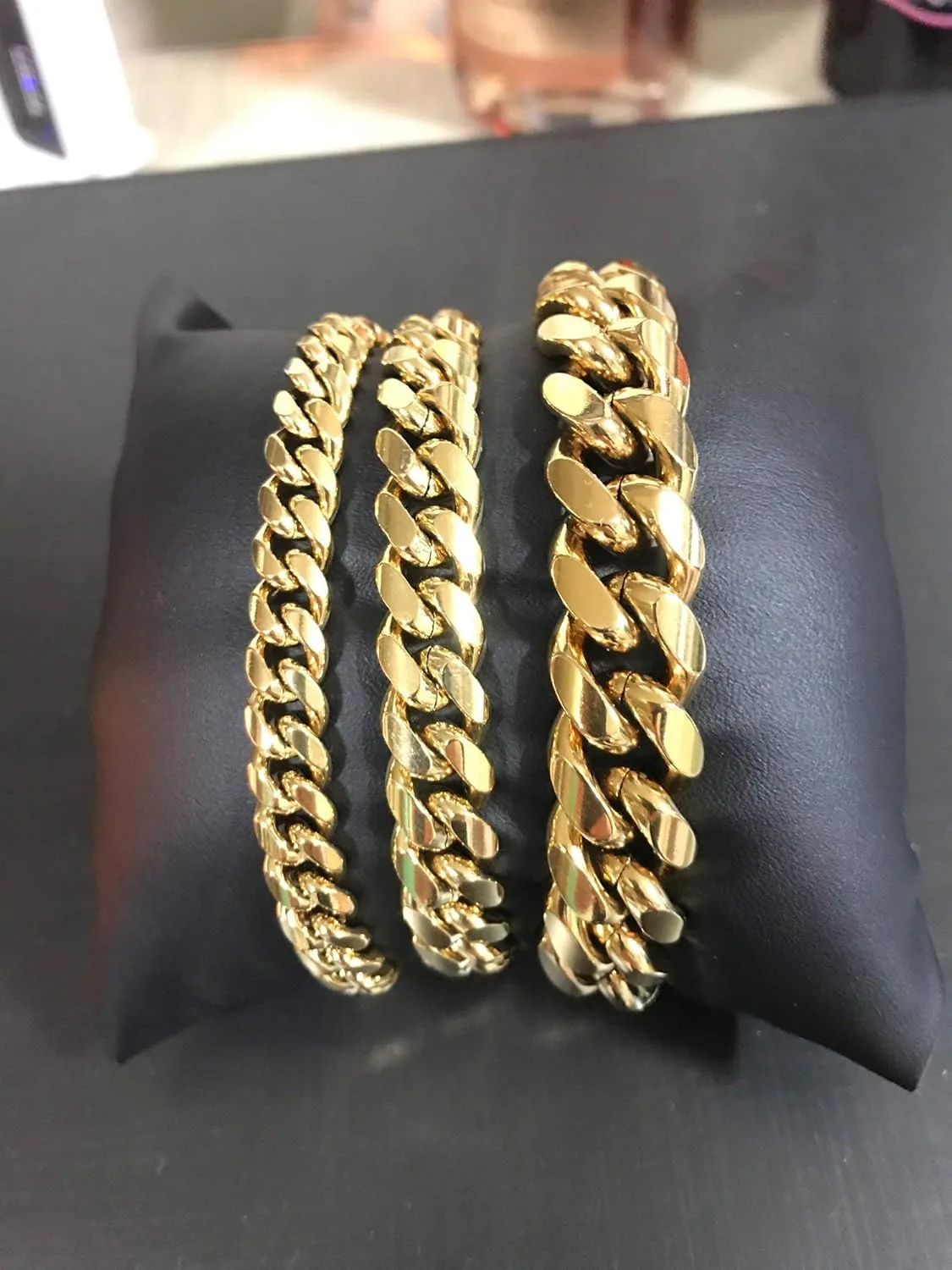 316L Stainless Steel Miami Cuban Link Chain 14K or White REAL Gold Plated Hip Hop Necklace or Bracelet 8mm-18mm for Men Women(Custom Box and Pouch Packing, Christmas Gift)