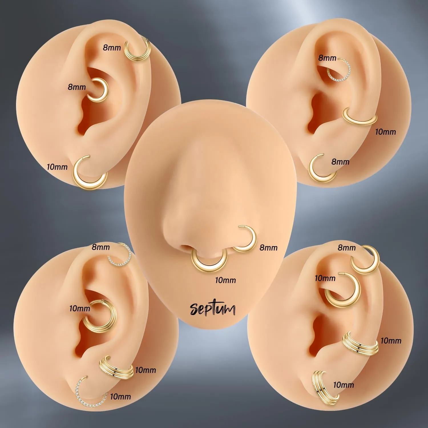 316L Stainless Steel Septum Jewelry Septum Rings 3PCS Seamless Clicker Ring 16G Septum Piercings Hinged Segment Nose Hoop Ring Daith Tragus Rook Cartilage Hoop Earring Helix Conch Piercing Jewelry